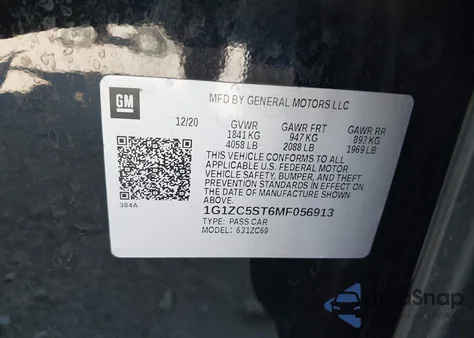 2021 Chevrolet Malibu Fwd 1Fl from USA, damaged, VIN 1G1ZC5ST6MF056913